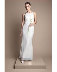 Coast - Sequin Fishtail Maxi Wedding Dress With Diamante Trim Straps And Neckline - Lyst