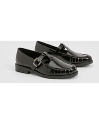Boohoo - Ruched Detailed T Bar Loafers - Lyst