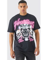 BoohooMAN - Oversized Skull Heartless Graphic Heavyweight T-shirt - Lyst