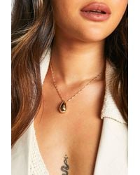 Boohoo - Chunky Tear Drop Necklace - Lyst