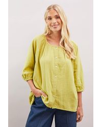 Wallis - Petite Textured Button Blouse - Lyst