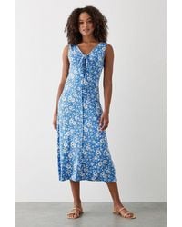 Dorothy Perkins - Floral Button Through Midi Dress - Lyst