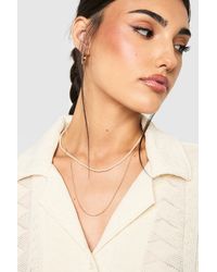 Boohoo - Pearl And Chain Double Layered Necklace - Lyst