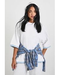 Boohoo - Oversized T-Shirt With Contrast Rib Hem - Lyst