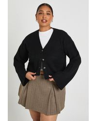 Boohoo - Plus V Neck Button Down Cardigan - Lyst