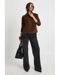 Boohoo - Faux Suede Collared Jacket - Lyst