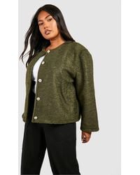 Boohoo - Plus Collarless Textured Jacket - Lyst