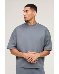 Boohoo - Camiseta Oversize Recta De Scuba Con Cuello Extendido - Lyst