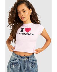 Boohoo - I Heart Attention Printed Cap Sleeve Baby Tee - Lyst