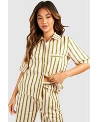 Boohoo - Stripe Cotton Poplin Short Sleeve Shirt - Lyst