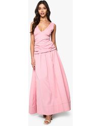 Boohoo - V Neck Ruched Detail Maxi Dress - Lyst