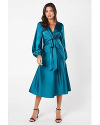 Coast - Satin Twist Front Midi Dress - Lyst