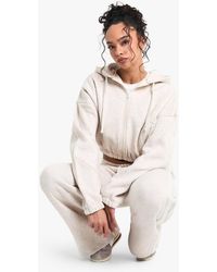 Boohoo - Cropped Zip Through Seam Detail Hoodie - Lyst