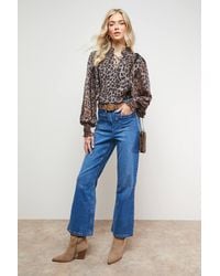 Oasis - Printed Tie Neck Ruffle Detail Chiffon Blouse - Lyst