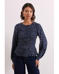 Dorothy Perkins - Spot Shirred Bodice Button Through Top - Lyst