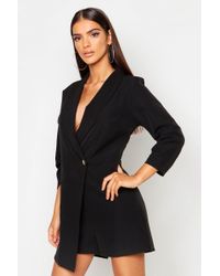 Boohoo Womens Blazer Romper - Black - 6