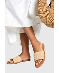 Boohoo - Wide Fit Raffia Mule Sandals - Lyst
