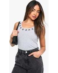 Boohoo - Eyelet Detail Scoop Neck Vest Top - Lyst