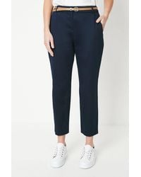 Wallis - Petite Stretch Cigarette Belted Pants - Lyst