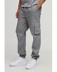 BoohooMAN - Slim Fit Elasticated Waist Cuffed Cargo Pants - Lyst