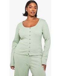 Boohoo - Plus Button With Loops Top - Lyst