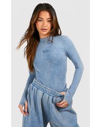 Boohoo - Dsgn Studio Washed Long Sleeve One Piece - Lyst