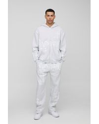 BoohooMAN - Oversized Worldwide Cross Zip Hooded Tracksuit - Lyst
