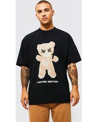 BoohooMAN - Oversized Extended Neck Teddy Graphic T-shirt - Lyst