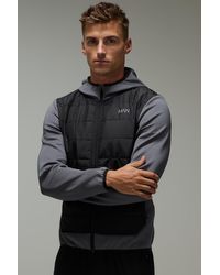 Boohoo - Man Active Lightweight Quilted Zip Through Regular Fit Hoodie - Lyst