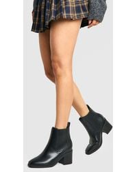 Boohoo - Wide Fit Elastic Panel Low Block Heeled Ankle Boots - Lyst