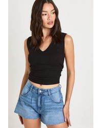 Boohoo - Flippy Wide Leg Denim Short - Lyst