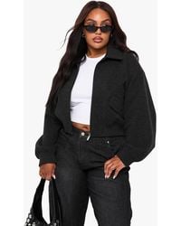 Boohoo - Plus Wool Look Bomber Jacket - Lyst