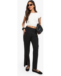 Boohoo - Pantalón Entallado Ajustado Con Abertura Frontal - Lyst