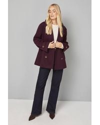 Wallis - Petite Mid Length Double Breasted Coat - Lyst