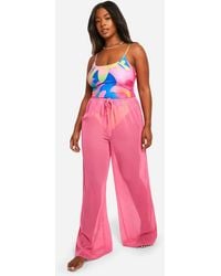Boohoo - Plus Drawstring Tie Beach Pants - Lyst