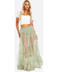 Boohoo - Tulle Lace Maxi Skirt - Lyst