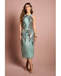 Coast - High Neck Beaded Column Midi Dress - Lyst