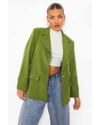 Boohoo Oversized Button Front Blazer - Jaune