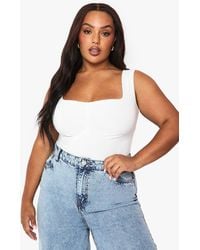 Boohoo - Plus Double Layer Ruched Front One Piece - Lyst