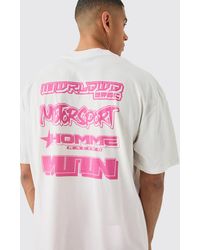 Boohoo - Camiseta Oversize Con Cuello Extendido Y Estampado Gráfico De Motociclismo - Lyst