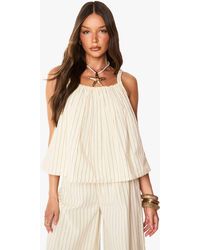 Boohoo - Stripe Linen Look Smock Cami - Lyst