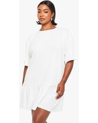 Boohoo - Plus Rib Drop Hem Smock Dress - Lyst