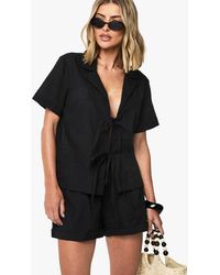 Boohoo - Linen Tie Front Beach Co Ord - Lyst