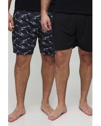 BoohooMAN - Plus Abstract Print 2 Pack Short Set - Lyst