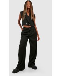 Boohoo - Wrap Cut Out Waistband Wide Leg Trousers - Lyst