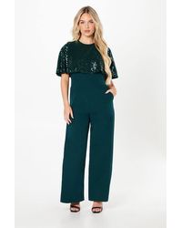 Coast - Petite Party Sequin Cape Jumpsuit - Lyst