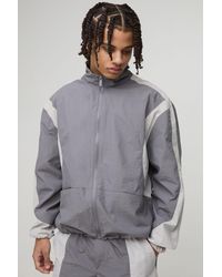 BoohooMAN - Regular Fit Ripstop Colour Block Funnel Neck Track Jacket - Lyst