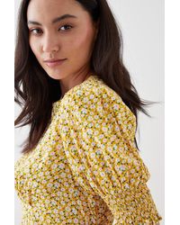Dorothy Perkins - Petite Ditsy Shirred Cuff Midi Dress - Lyst