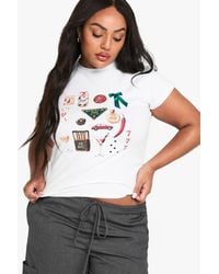Boohoo - Plus Mixed Graphic Baby Tee - Lyst