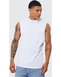 BoohooMAN Heavyweight Extended Neck Drop Armhole Tank in Black for Men ...